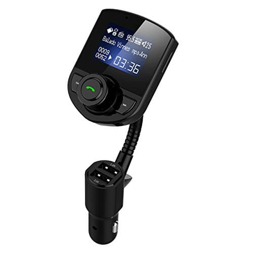 Bluetooth FM Transmitter for Car,Wireless Car FM Transmitter Radio Adapter Car Kit W 1.44 Inch Display Supports TF/SD Card and USB Car Charger