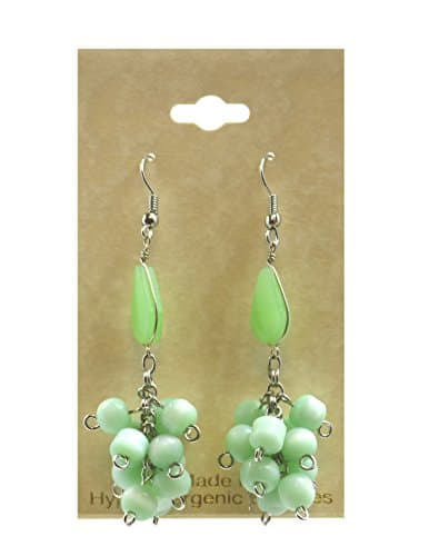 Peruvian Earrings - Carved Stone Beaded - Hand Crafted. (Grape Style. Mint)