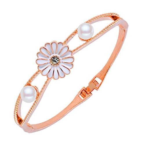 FLANCO Ms Stylish Simplicity Bangle Bracelet Exquisite Small Pearl Bracelet Wild Daisies(C3)