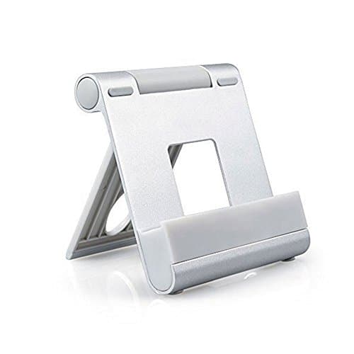 Cmvi Universal Multi-Angle Tablet Stand Cell Phone Holder for All Smartphone and iPhone, iPad, Samsung Galaxy, Tab (Silver)