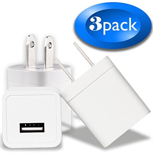 Brick Charger 3PACK Fast Outlet USB Block Wall AC Adapter Travel Plug Cube fits Watch Phone X 8 7 6 5 SE Plus, Samsung Galaxy S9 S8 S7 S6 S5 Edge Kindle LG Pixel Wireless Charger
