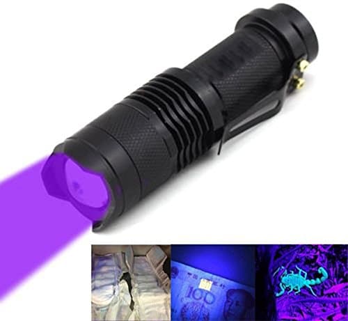 Black Light Flashlight, KORADA Scorpion UV Light Pet Urine Detector, Dog Stains Remover, Zoomable 3 Mode Ultraviolet Flashlight