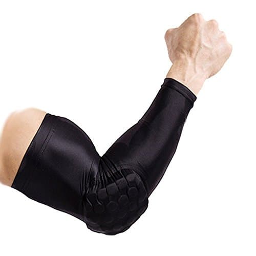 Honeycomb Elbow Pad Crashproof, Oodvj Elbow Pads(1 Pc)Compression Arm Guard Sleeve Elbow Support for Cycling, Basketball, Tennis Antislip Protective Pad -Black