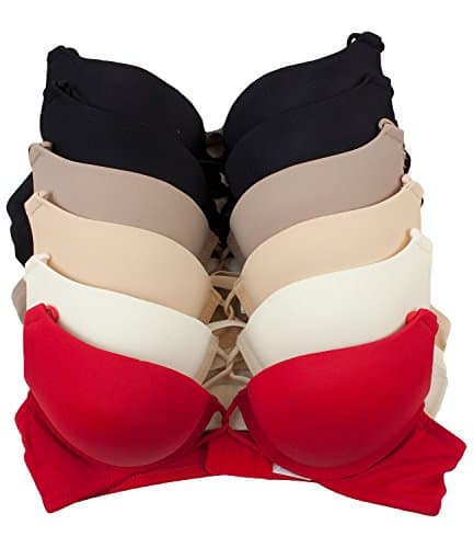Barbra's 6 Pack Super 2 Sizes up Double Push up Bra With Red Color (38B)