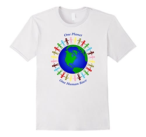 Men's One Planet One Human Race Large White