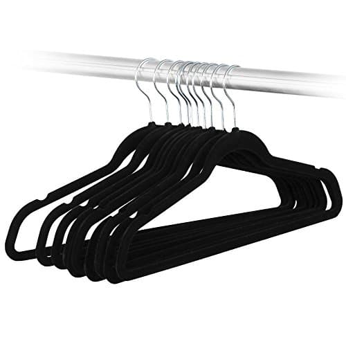 SsMook 120PC Slim Space Saving- Stronger- Non-slip- Premium Quality- Velvet Velour- Black Hangers 17.7", 18"