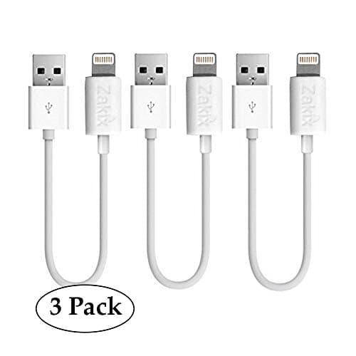 [3 Pack] 1ft / 8 Pin Zakix(TM) USB Charge & Sync Cable for for iPhone 8/8 Plus, 7/7 Plus, iPhone, iPod and iPad (White)