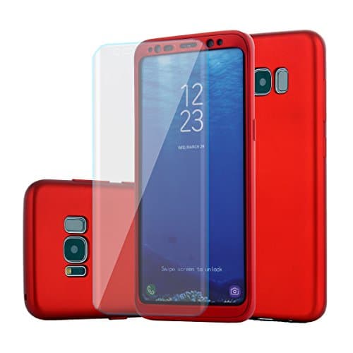 Samsung Galaxy S8 case, Ultra-thin Full Body Coverage Protection Hard PC+TPU case 360 All Round non slip Shockproof Removable Hybrid case[Built-In Screen Protector] for galaxy S8(red)