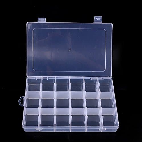EBTOYS Clear Plastic Jewelry Box Organizer Storage Container Case with Adjustable Dividers-18 Grids