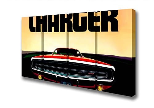 Four Panel Dodge Charger 1970 Canvas Art Prints - Large 32 x 64 inches