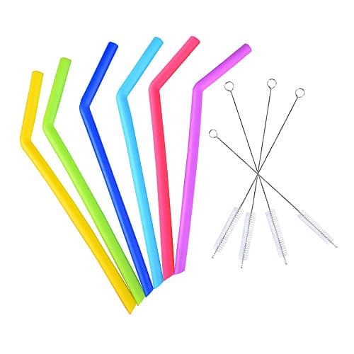 Reusable Silicone Drinking Straws with New 2017 Cleaning Brush for Thick Milkshake, RTIC and Yeti Tumbler 30 oz, 20 oz, 10 Pieces