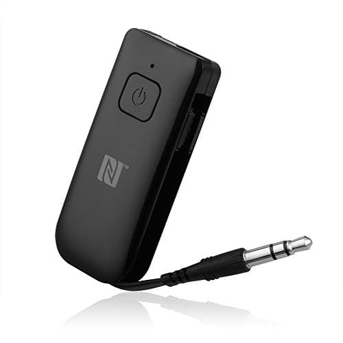 AGPtEK 3.5mm Wireless Bluetooth 4.0 Audio Transmitter Portable Bluetooth Stereo Music Receiver Adapter Dongle with A2DP and NFC Function Low Latency Technology for iPhone 6plus 6 5S 5 5C 4S 4 and iPod, Android Cell Phone, MP3 Players and Other Devices