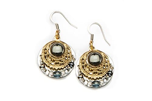 Liztech Gitana Earrings Gold Silver Accent Stone Earrings (Gray)