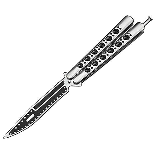 toptens Tactical Combat Trainer Training Folding Tool Knife Practice Metal Steel Handle Blunt Butterfly Knife