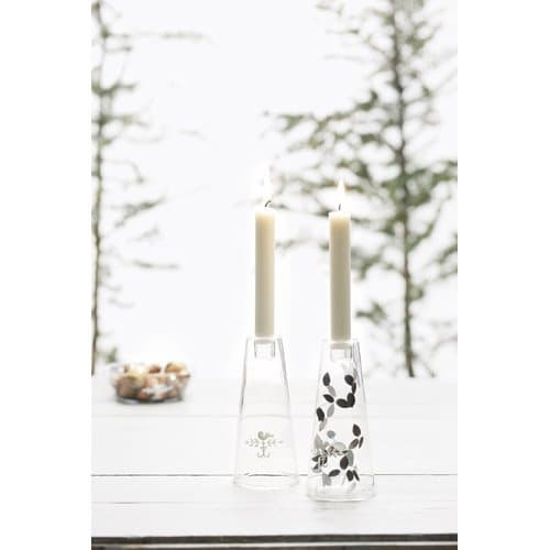 Scandinavian Etched Glass Candle Holder