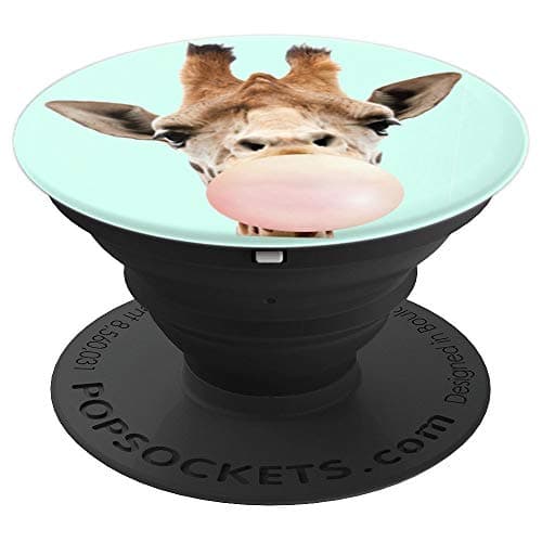 Giraffe Chewing Bubblegum and Blowing a Bubble - PopSockets Grip and Stand for Phones and Tablets