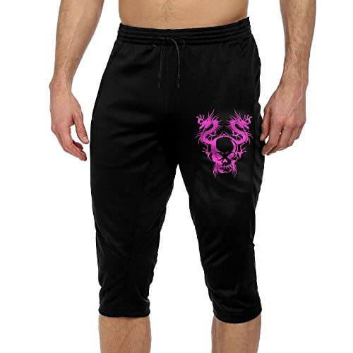 FDCYA Men's Skull Dragon Running Pants With Drawstring