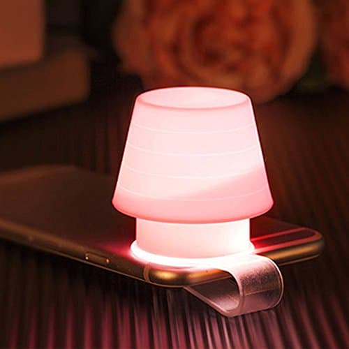 ATOWER Stand And Night Light IPhone, Bookmark Silicone Soft Mini Lampshade Clip on Phone Flash LED Light Holder，Mobile Support for Apple IPhone (pink)
