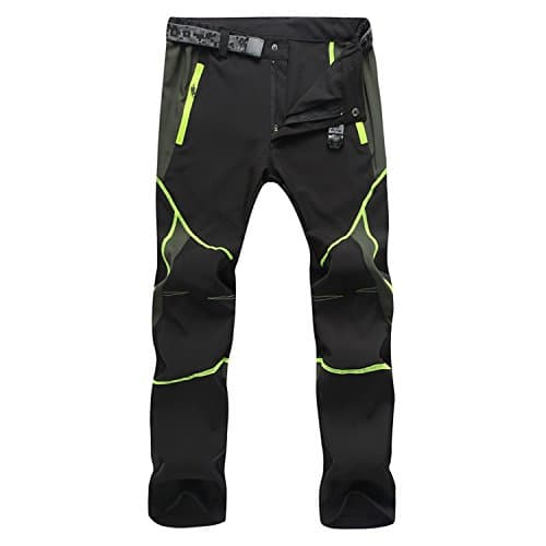 Ynport Men/women's Thin Softshell Climbing Pants Fast Dry Breathable Trousers, Black Green, Medium