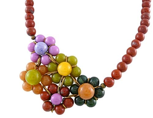 Red Jasper Flower Cluster Bauble Necklace, Adjustable 16