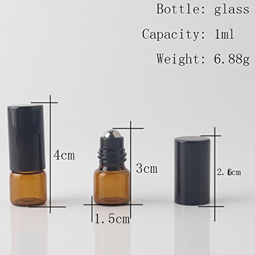 SaveStore Amber Roll On Roller Bottle for Essential Oils Refillable Perfume Bottle Deodorant Containers with Gold lid