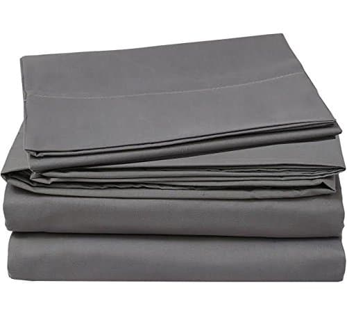 Premium Bedding - 750 Thread Count Bedspread 100% Cotton Hotal Collections 4 Piece Sheet Set Sateen Weave Deep Pocket with Marrow Hem Twin Elephant Grey