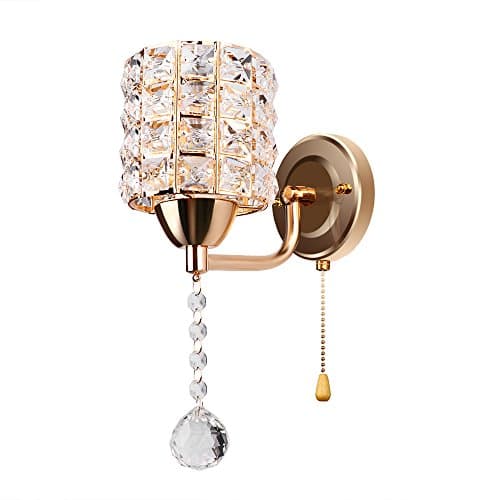 LED Wall Lamp Sunsbell Crystal Wall Light Chrome Finish Wall Sconce E14 Lighting Fixtures (Gold)