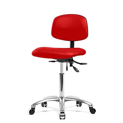 Top Medical Multi-task Chair with Chrome Base 19" - 24" - American Beauty Vinyl - Chrome Casters
