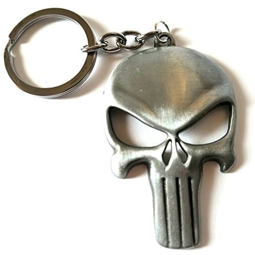 Punisher Skull Keychain - Marvel accessory for your home, auto, or boat keys (Gunmetal, alloy)