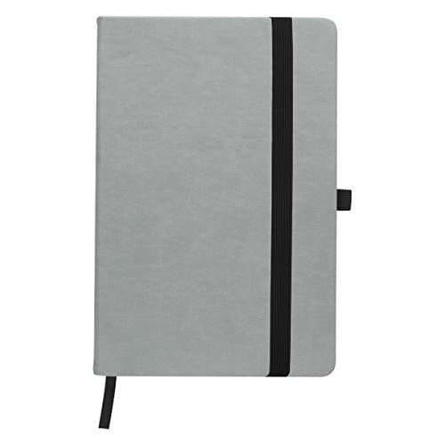 Grey Heather 5" X 8" Velvet Touch Journal/Writing Notebook/Blank Diary/Lined Pages Book- Colored Rubber Closure and Bookmark (Black)