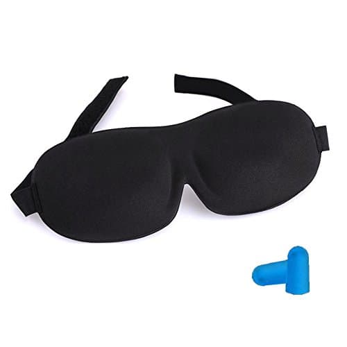 Capuleta Super Soft Adjustable Black 3D Sleep Eye Mask & Free Ear Plugs