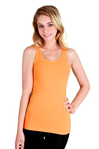 GaryM Women's Soft Stretch Solid Color Tank Top Tangerine Apparel