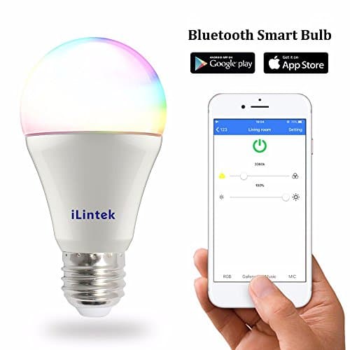 Bluetooth Smart Light Bulb, 9W (60W Equivalent) A19, LED RGBW Color Changing Light, White Dimmable &amp; Multicolor, App Group Smartphone Controlled, Great for Home, Partys, NightClub - No Hub Needed