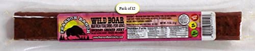 Pearson Ranch PREMIUM WILD BOAR Nitrate Free Jerky - Grass Fed, Farm Raised, & Hormone Free (12 Pack)
