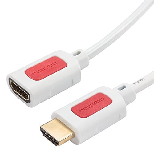 Rocabo HDMI high-speed extension cable with ethernet, 4 K ultra HD, compatible with TV, DVD, projector