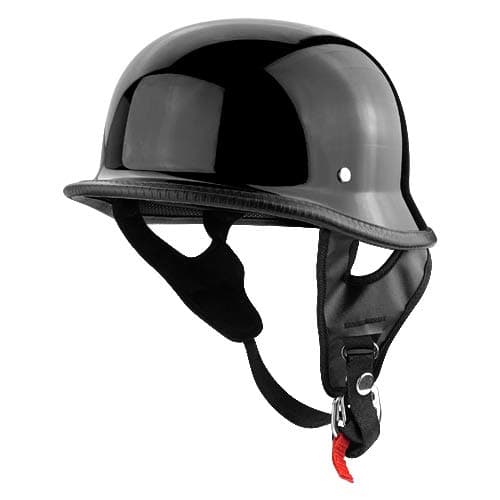 Half Head Motorcycle Helmet German Style Gloss Black DOT Approved Adult L