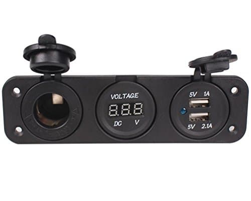 Car DC Digital Voltmeter/Dual USB 2 Port/DC12V Power Socket Three Hole Panel
