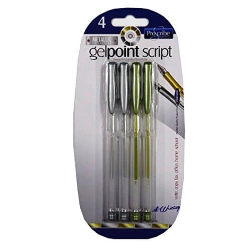 Proscribe Gel Point Script Metallic Pens, Pack of 4, Gold and Silver