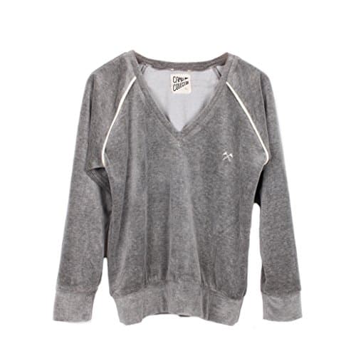 CAMP Collection Women's Field Day Velour Pullover Small Heather grey / cream