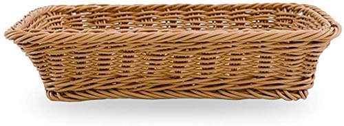 gshhd0 Wicker Hamper Basket,Rectangular Wicker Bread Basket Imitation Rattan Tray Display Decoration Baskets for Bread,Fruit, Vegetables(40X30X8cm)