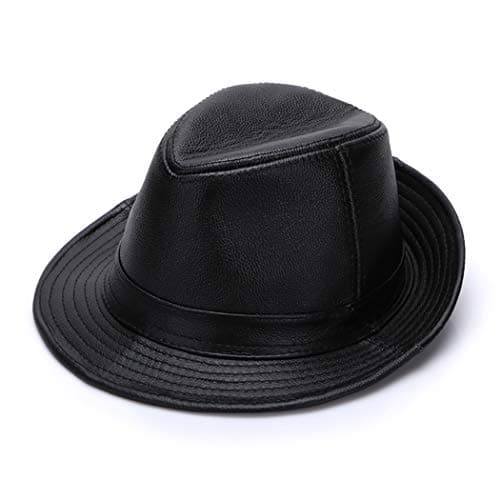 Aifulai Men's hat top layer cowhide middle and old aged autumn and winter British gentleman jazz hat stereo cutting sweat is not stuffy