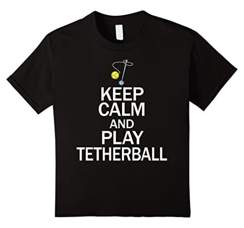 Kids Keep Calm and Play Tetherball, Tether Ball Game Set Fun Tee 8 Black