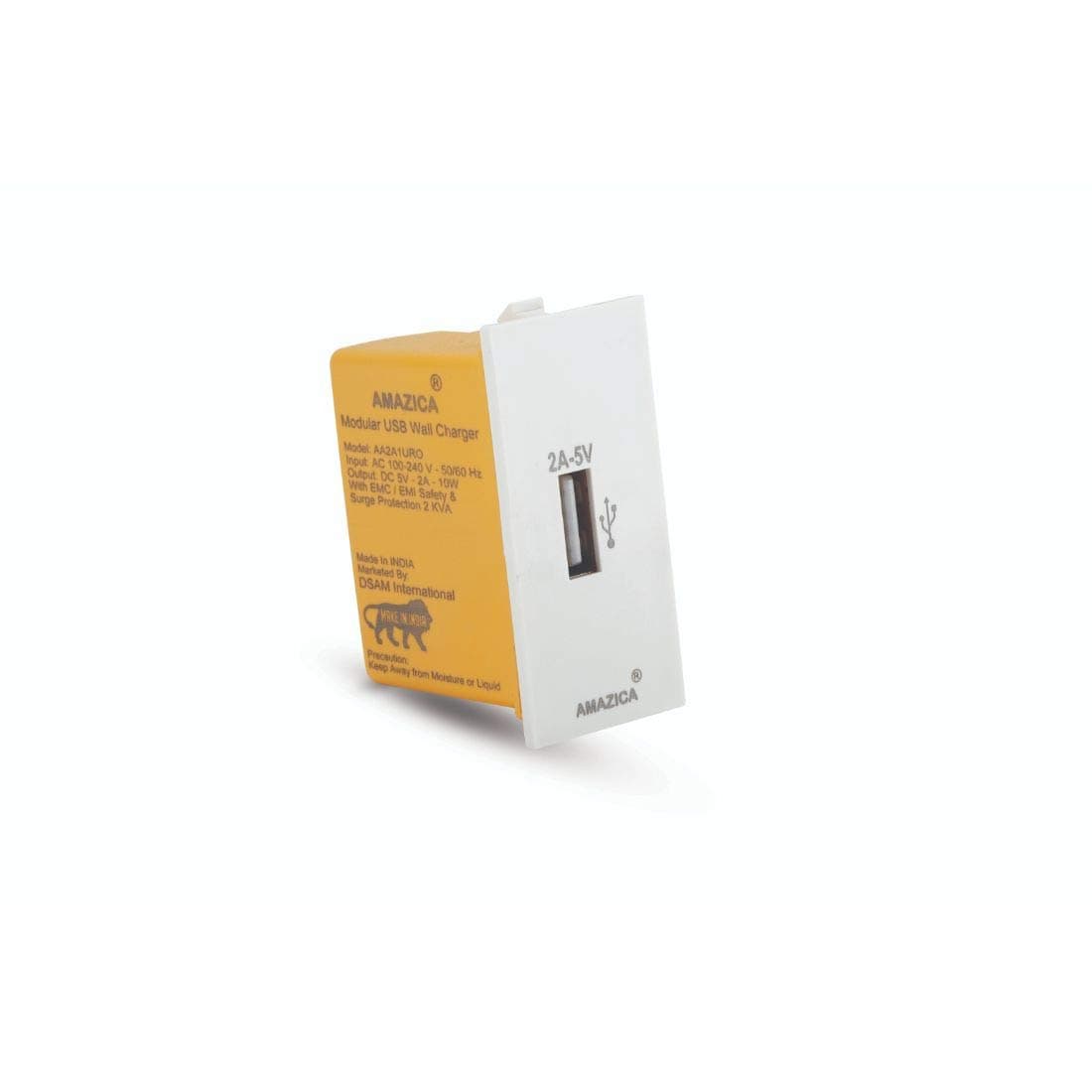 AMAZICA USB 2 A Modular Wall Charger Add an Extra USB port in your Life and in your all Rooms one for She and one for He (Pack of 2)