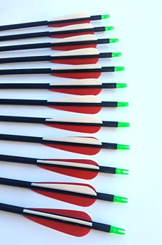 12 Marksmen CarbonFire 30 inch Carbon Arrows for Compound Bows. 3" Vanes &amp; 5575 Aluminum Field tip Insert