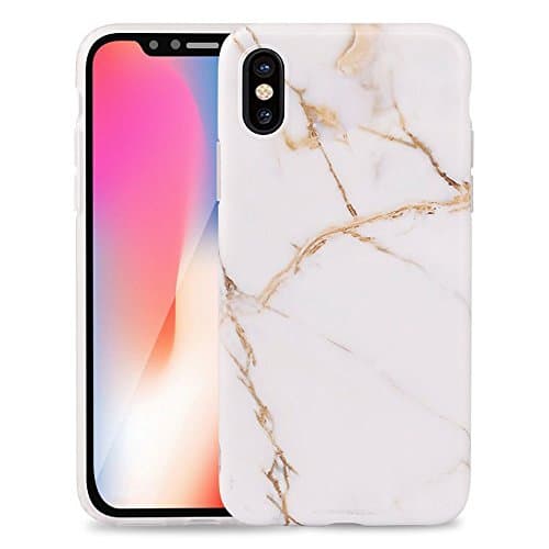 iPhone X Case iPhone 10 Case DMcore Marble Design Soft Lightweight Smooth Back Cover for iPhone X-White/Gold