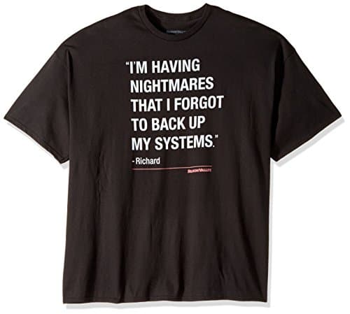 Silicon Valley Men's Big and Tall Hendricks Forgot 2 Back up System Graphic Tee, Black, 5XL