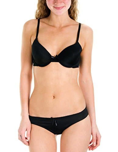 Always a Flirt Juniors Basic Push up Bra and Bikini Briefs (36C/Medium, Black)