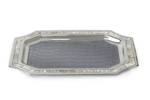 Julia Knight Classic Octagonal Tray, 20-Inch, Platinum, Silver