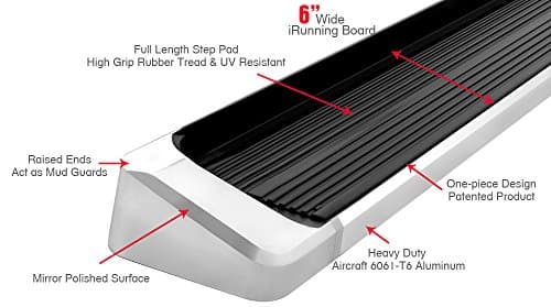 iBoard Running Boards Polish 6 Inch 2004-2010 Dodge Durango 2006-2009 Dodge Aspen IB04RIA2A