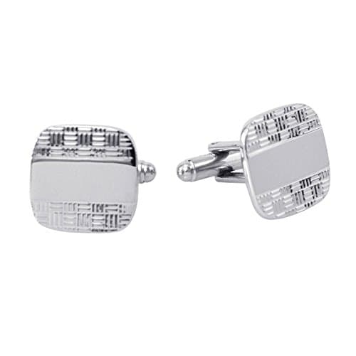 Nickle Plated Cuff Links - Weave Design FWCL-08G